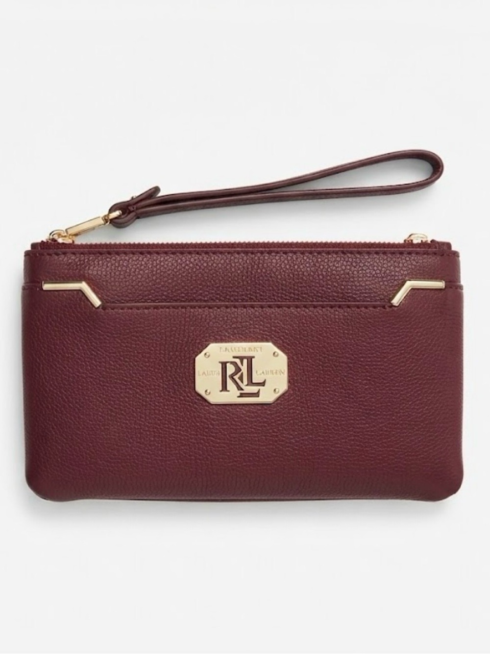 Lauren Ralph Lauren Burgundy Pebbled Leather Wristlet Clutch